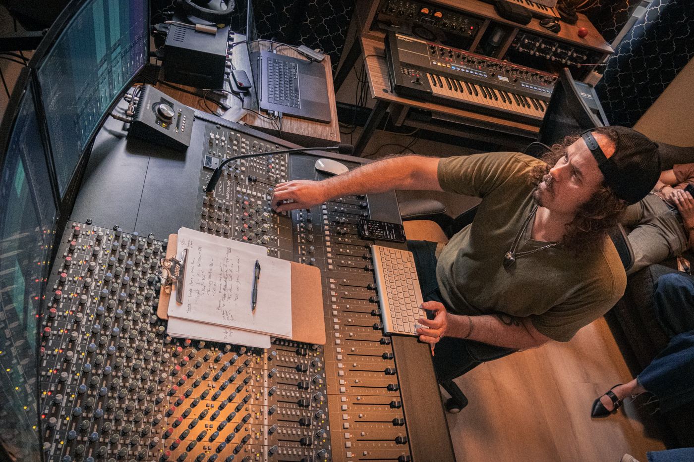 A tracking session in progress at Sound House Studios